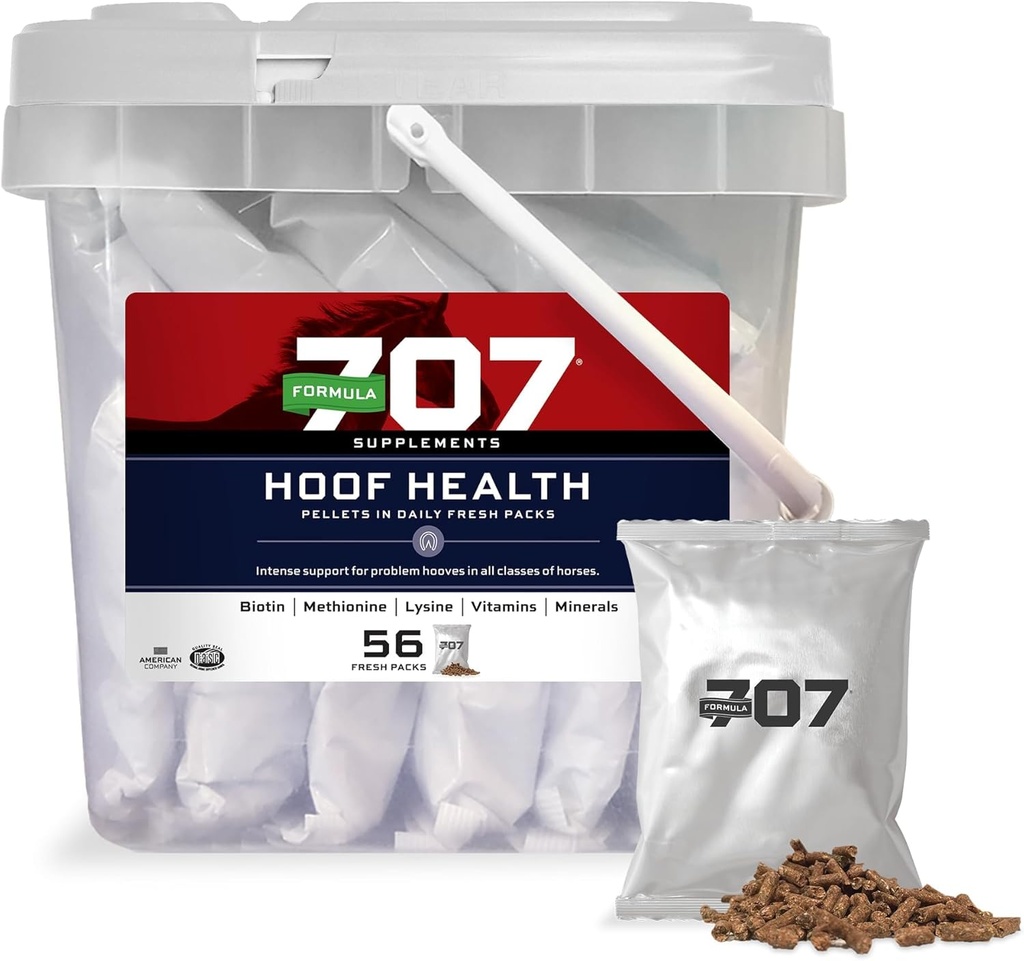 공식 707 Hoof 건강 Equine 보충교재, 매일 신선한 팩, 56 일 공급 - Biotin, 아미노산 및 광물은 건강한 말 호브를 개량하고 지원하기 위하여
