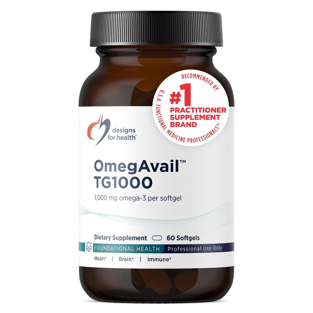 건강 OmegAvail TG1000 - TG (Triglyceride) EPA/DHA를 가진 물고기 기름 보충교재 - Softgel 당 높게 집중된 1000mg Omega-3 - 자연적인 레몬 풍미 + No Fishy Aftertaste (60 Softgels)