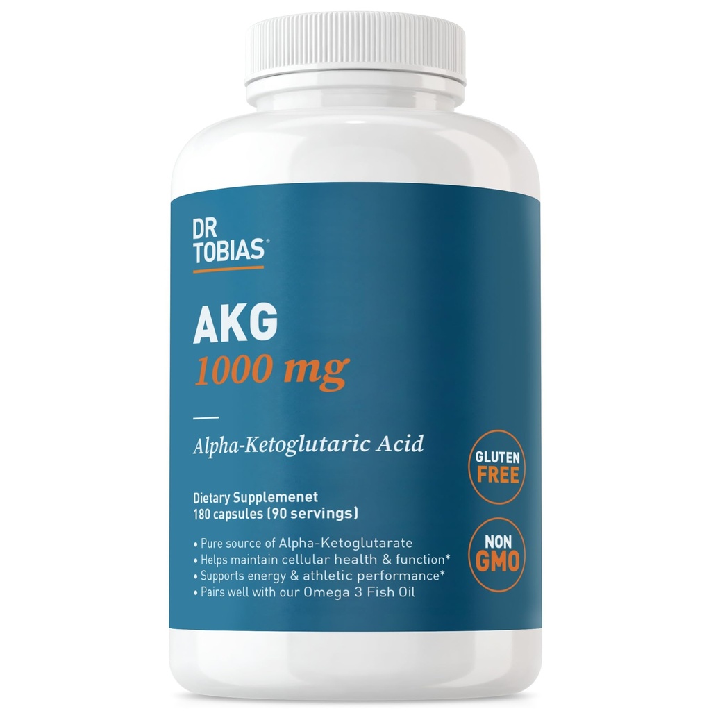 , 생물 사용 가능한 알파 Ketoglutaric 산 당 Tobias AKG 보충교재 1000mg는, 세포질 에너지 & Nitric 산화물 교류, Vegan, 글루텐 자유로운, 비 GMO, 180의 캡슐, 90의 서빙을 지원합니다