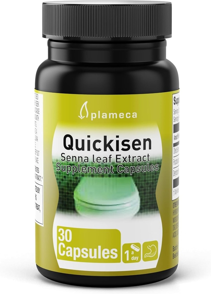 Plameca Quickisen Laxative 캡슐, Occasional 변비, 자연적인 Senna 추출물, 지원 Intestinal 건강, 규정식 보충교재 글루텐 자유로운과 낙농 자유로운, 30의 캡슐에서 기복