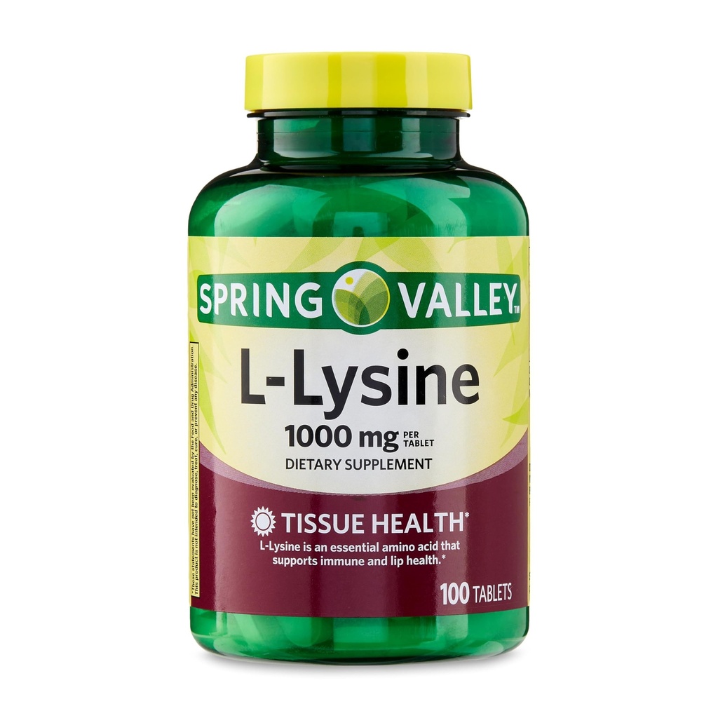 L-Lysine 1000mg 정제 - 면역 지원, 교원질 형성 및 피부 건강을 위한 필수 아미노산 – 높 순수성 리진 보충교재, 100 조사, 글루텐 자유로운 (1의 포장)