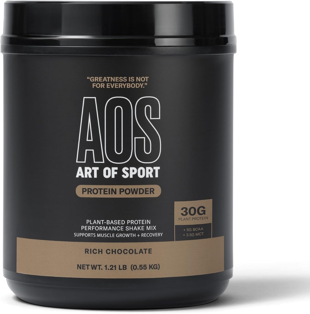 스포츠의 예술 30g 단백질 분말, 초콜렛, Athletes를 위한 단백질, 근거한 식물 & 글루텐, 0g 설탕, 5g BCAA, 3.5g MCT, 1.21lb tub