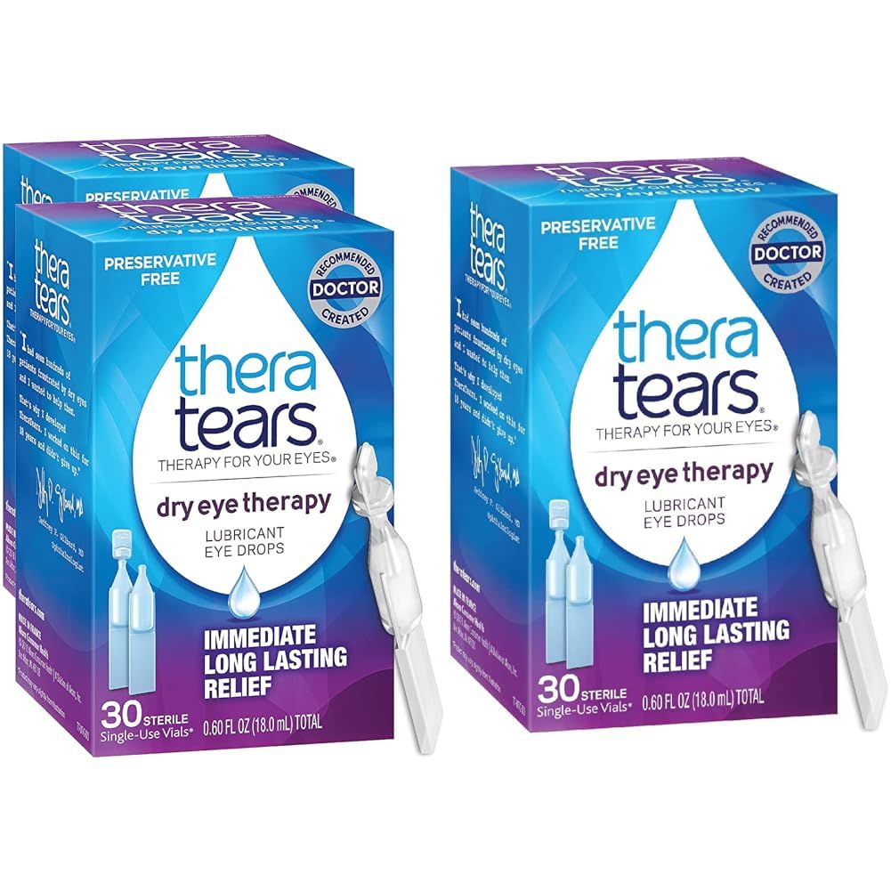 TheraTears 건조한 눈 치료 눈 강하 보존 자유로운 30의 작은 유리병 2 팩 건조한 눈 치료 윤활 눈 강하 보존 자유로운 30 단 하나 사용 작은 유리병