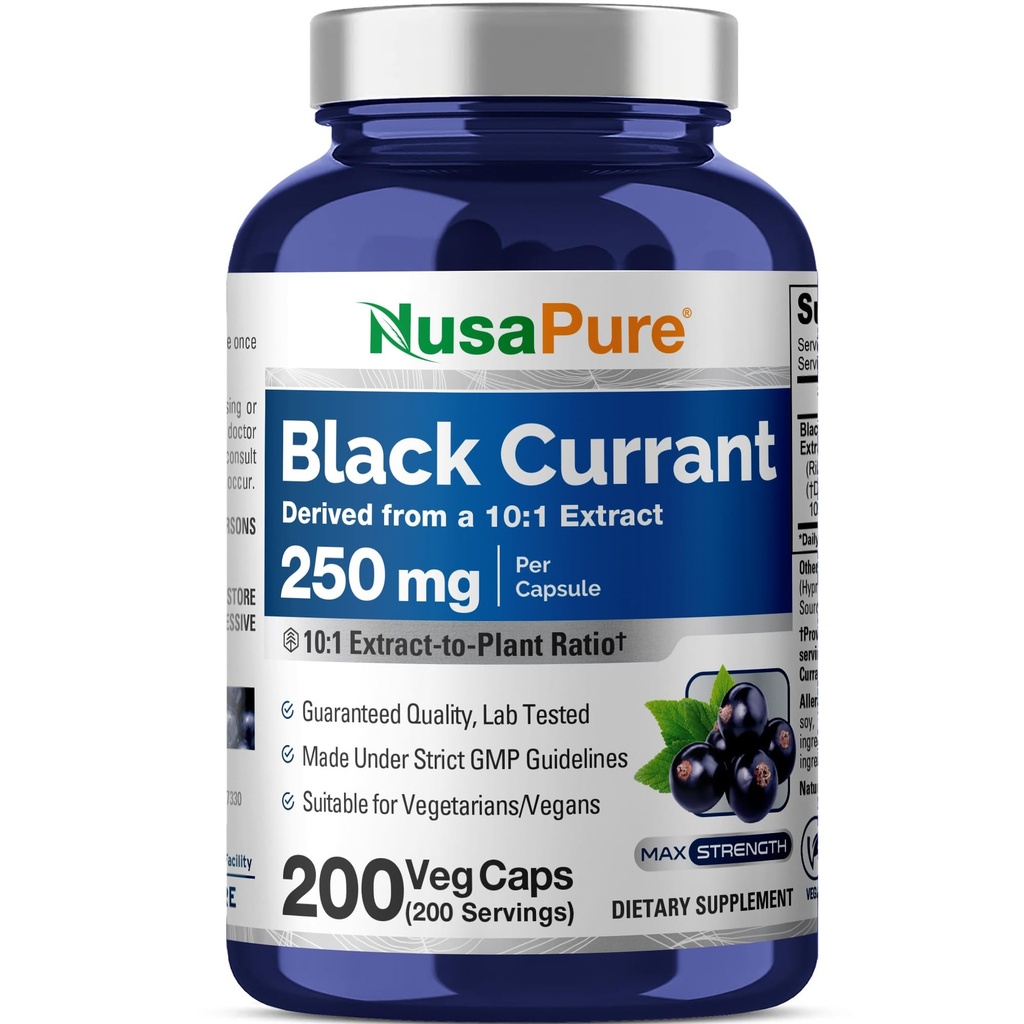 NusaPure 까만 제한 10:1 추출물, Veg 모자 당 2,500mg에 250 mg 동등한 200 Vegan, 비 GMO