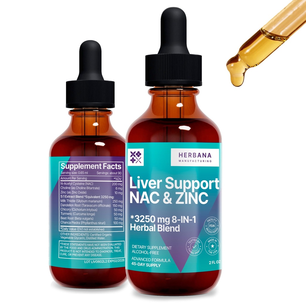 Liver Support & NAC, 아연 - 우유 이틀, 다 델리 뿌리, 치코리, 심황, 사탕 뿌리, Chanca Piedra - Liver Cleanse & Detox 보충