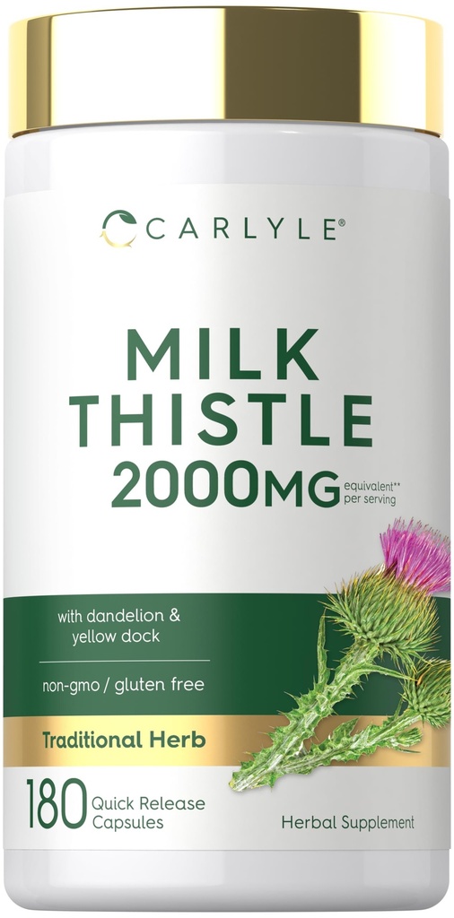 Carlyle Milk Thistle | 180 캡슐 | Dandelion & Yellow Dock | 비 GMO, 글루텐 프리