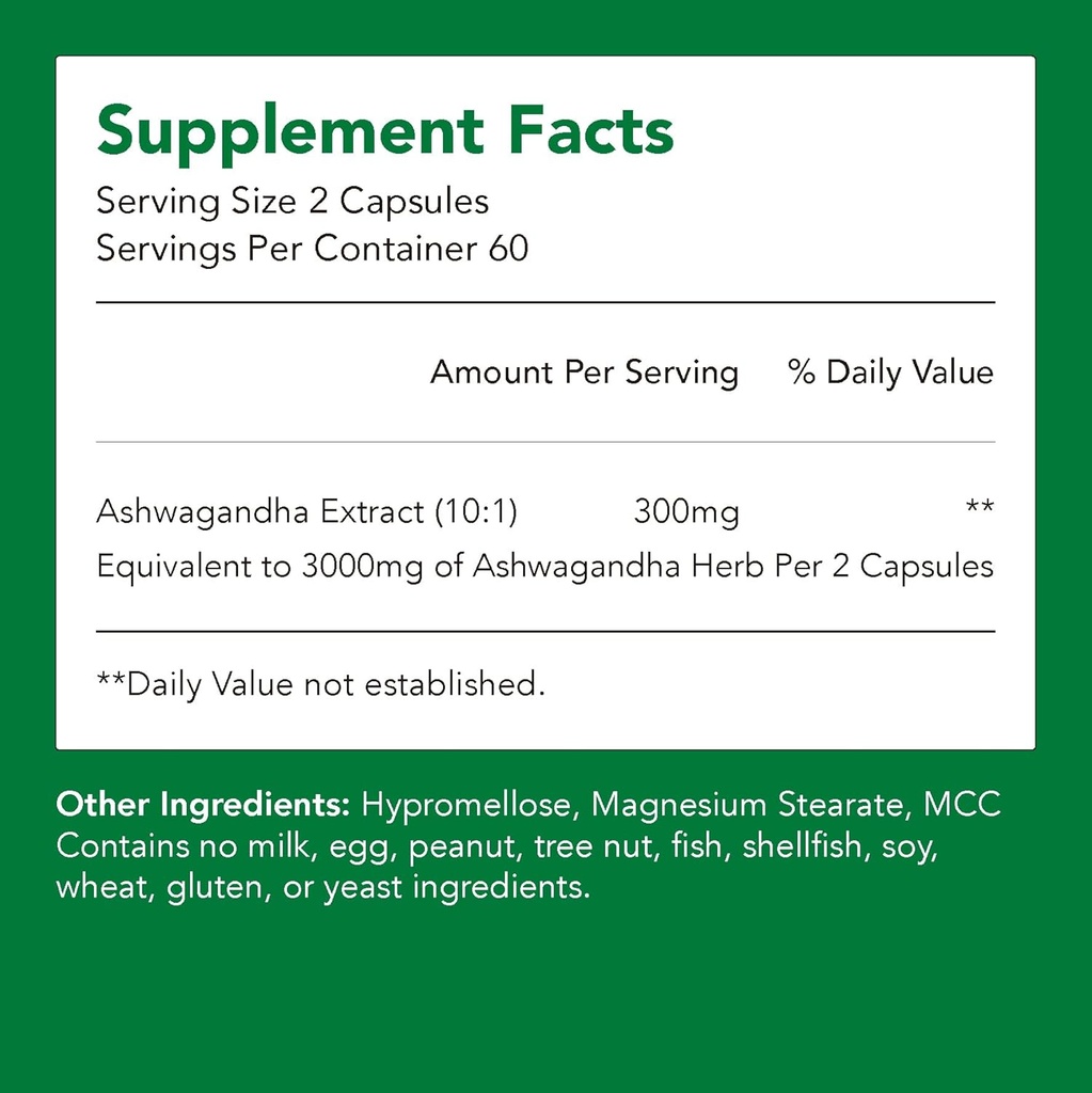 Organic Ashwagandha Supplements | 150mg의 추출물 = 1500mg의 허브 (1 병-120 캡슐-2mo 공급) | 스트레스 완화, 면역 건강 및 에너지 지원 | Non-GMO 및 글루텐 무료