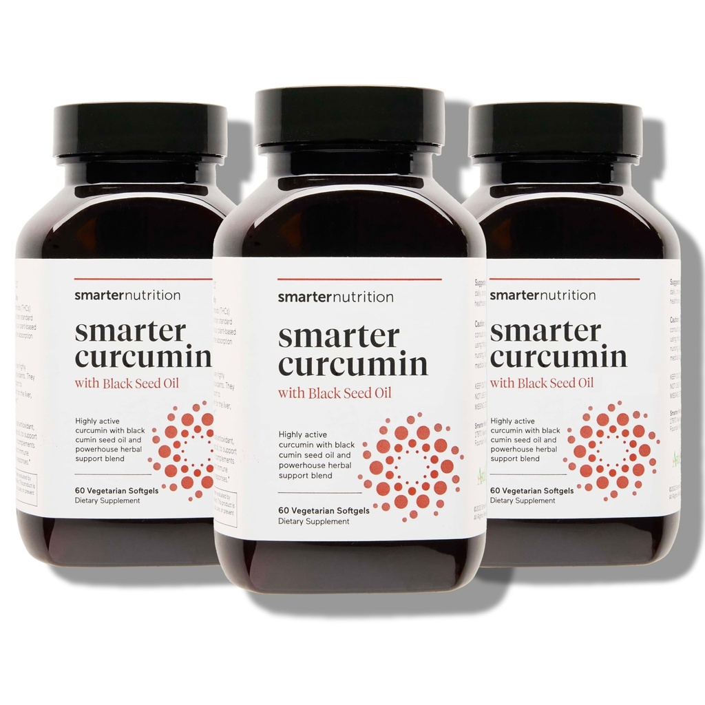 더 똑똑한 영양 쿠르쿠민 Softgels - Vegan 높은 흡수 400 mg 쿠르쿠민 보충교재는 합동 & 면역력을 위한 95% Tetrahydrocurcuminoids + 검정씨 기름 & Ginger에 표준화했습니다 - 180 Ct