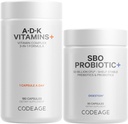 Codeage 일일 ADK 비타민 & 프로바이오틱 번들 - 비타민 A Retinyl Palmitate, 비타민 D3 Cholecalciferol, 비타민 K, 50 억 CFU SBO Probiotic 혼합, 비 GMO