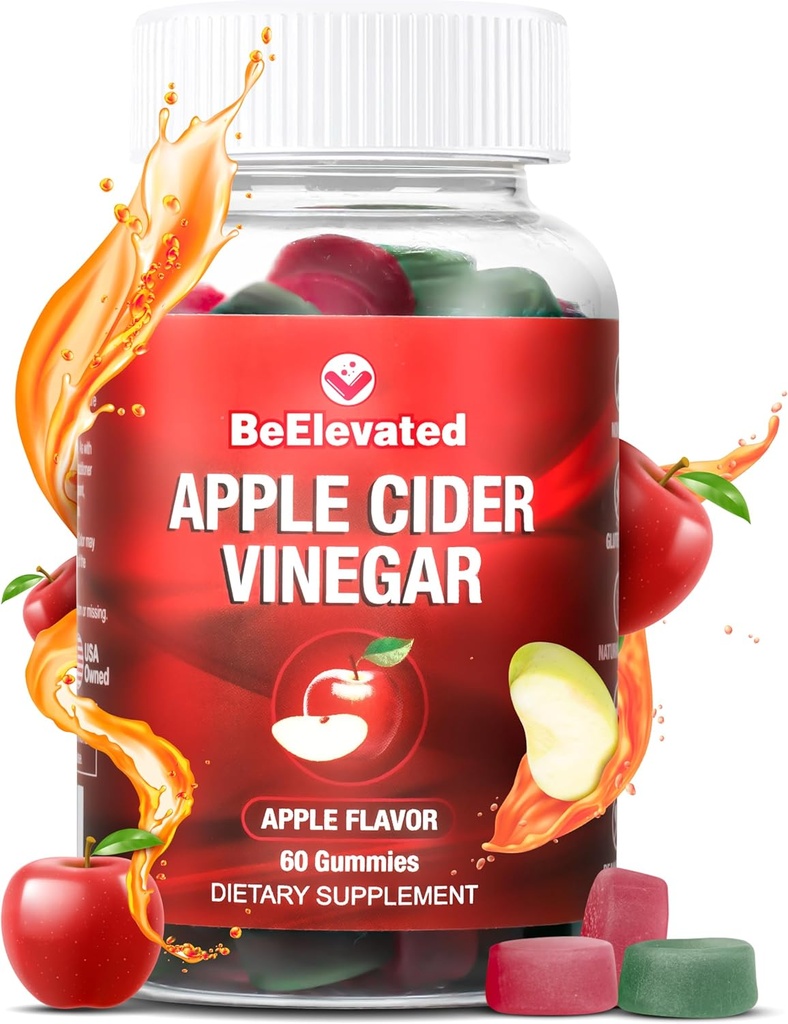 Apple Cider Vinegar Gummy | 여성용 체중 감량 생강 보조제 | Belly Fat Burner 500mg ACV Gummies | Boost Metabolism | Non-GMO Apple 풍미 비타민 | (60 카운트 병)