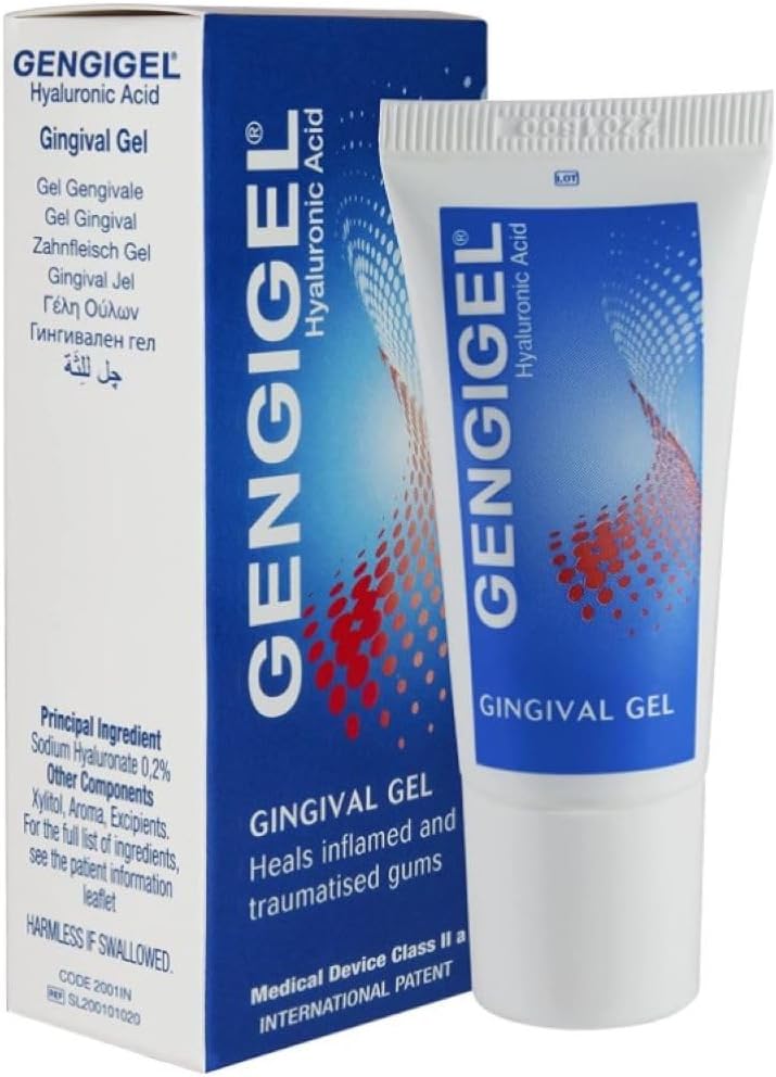 Gengigel Hyaluronic 산 입 & Gum Discomfort (20ml)를 위한 구두 젤, Soothes Irritation는, 자연적인 치유를 승진시키고 & Delicate 구두 조직, Paraben 없음 또는 SLS, Vegan & Kosher를 보호합니다