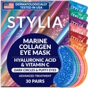 Stylia Collagen & Vitamin C Under Eye Patchs for Puffy Eyes & Dark Circle - Hyaluronic Acid - Vegan, Cruelty-Free Skincare (30 쌍)를 가진 눈 가면의 밑에 Depuffing, Hydrating & Firming