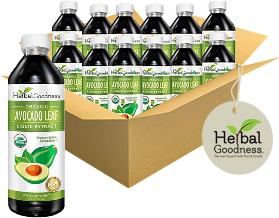 초본 Goodness Avocado 잎 추출물 액체 보충교재 - Probiotic 단백질 Gut 건강 섬유 보충교재 뼈 건강 & 면역 지원 -12 (12oz) btls (12의 포장)