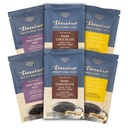 Teeccino Prebiotic SuperBoostTM 초본 커피 샘플러 - 6 Trial-Size Packets - 다크 초콜릿, Mango Lemon Balm, Macadamia Nut - Prebiotic, Caffeine-Free, 좋은 Gut 건강을위한 지상 커피 대안
