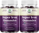 여성과 남성을 위한 여분 힘 철 Gummies - 비타민 C 높은 흡수를 가진 여성 & 남자를 위한 서빙 Chewable 철 보충교재 당 유력한 45mg - Vegan 매일 거미 성인 (60의 서빙)