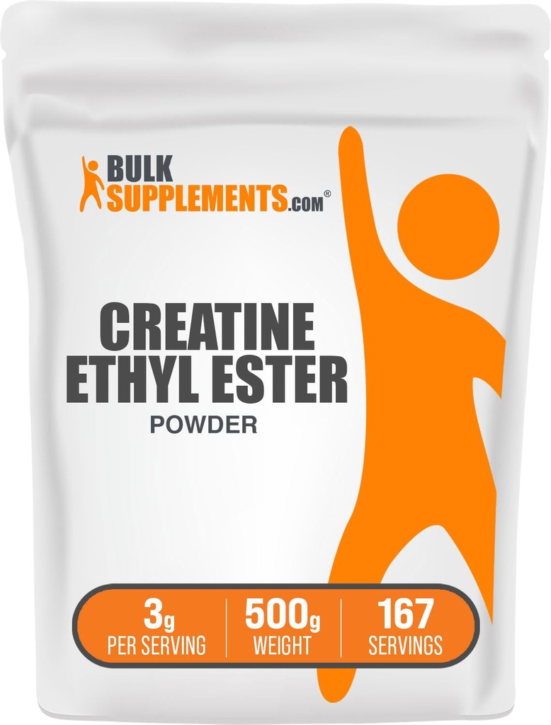 BulkSupplements.com 크레아틴 에틸 에스테르 HCl 분말 - 크레아틴 보충교재, 크레아틴 에틸 에스테르 분말 - Unflavored & 글루텐 무료, 서빙 당 3g, 500g (1.1 파운드) (1의 포장)