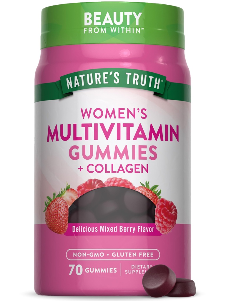 Nature's Truth Womens Multivitamin Gummies Plus Collagen & Biotin | 70 개 | 비 GMO 및 글루텐 무료 보충