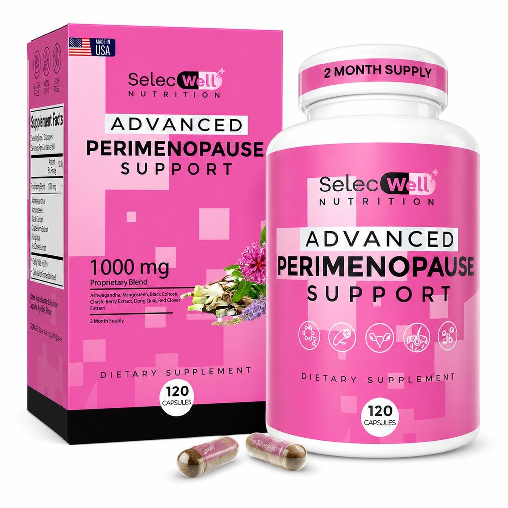 여성을 위한 Perimenopause & Menopause 지원 보충교재 – 까만 Cohosh & 빨간 클로버 Isoflavones를 가진 다 맹점 기복 | Ashwagandha Adaptogen & 초본 혼합 | 호르몬 균형 지원 | 120의 캡슐