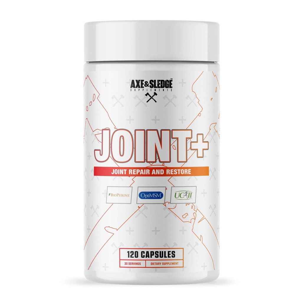 Axe & Sledge Joint+ | UC-II Collagen, Glucosamine, MSM, Bioperine의 합동 건강 지원 보충교재 | 1g 글루코사민, 500mg OptiMSM, 40mg UC-II 교원질 | 30의 서빙