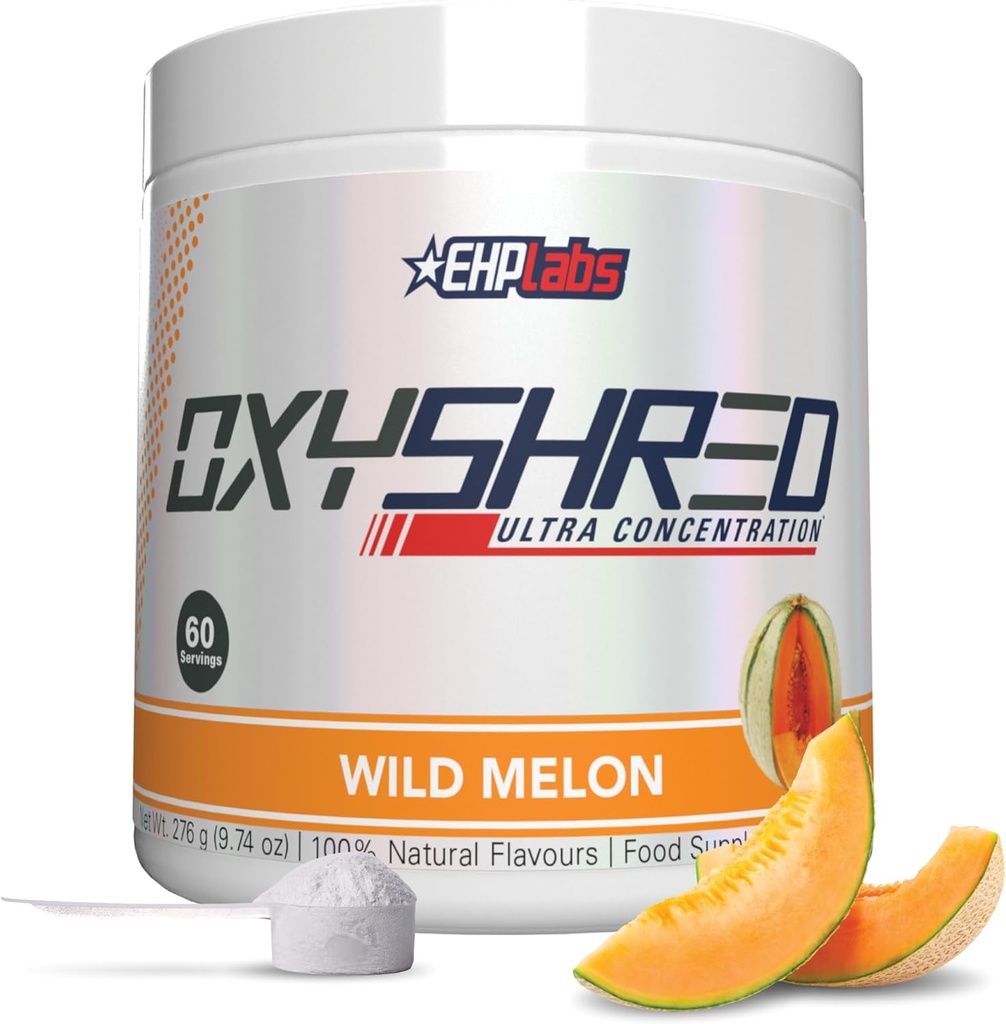EHP Labs OxyShred Pre 운동 분말 & Shredding 보충교재 - L 글루타민 & Acetyl L 카르니틴, 에너지 부스트 음료를 가진 Preworkout 분말 - 와일드 멜론, 60의 서빙