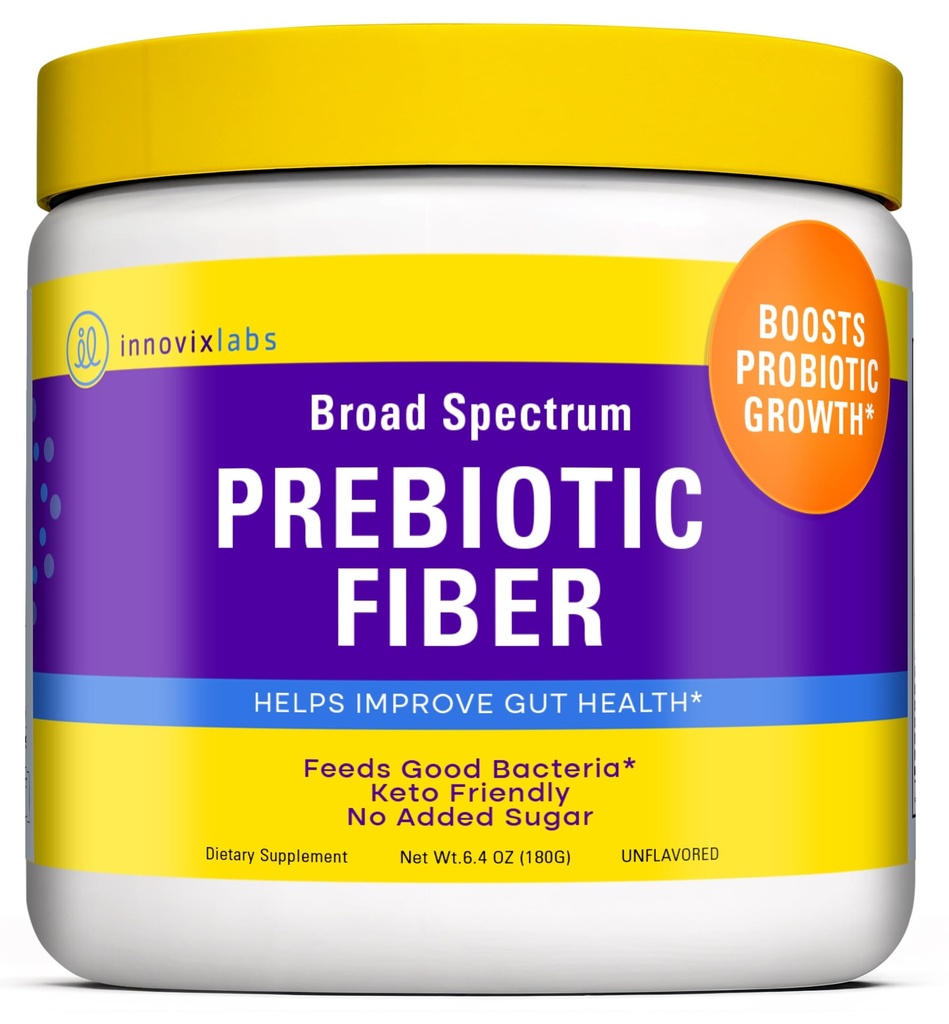 Gut & Digestive 건강을 위한 InnovixLabs Prebiotic 섬유 분말, Chicory 뿌리, FOS, Acacia, Inulin, Soluble & Insoluble 섬유, 추가된 설탕, 30 일 공급을 가진 여자와 남자를 위한 높은 섬유 보충교재