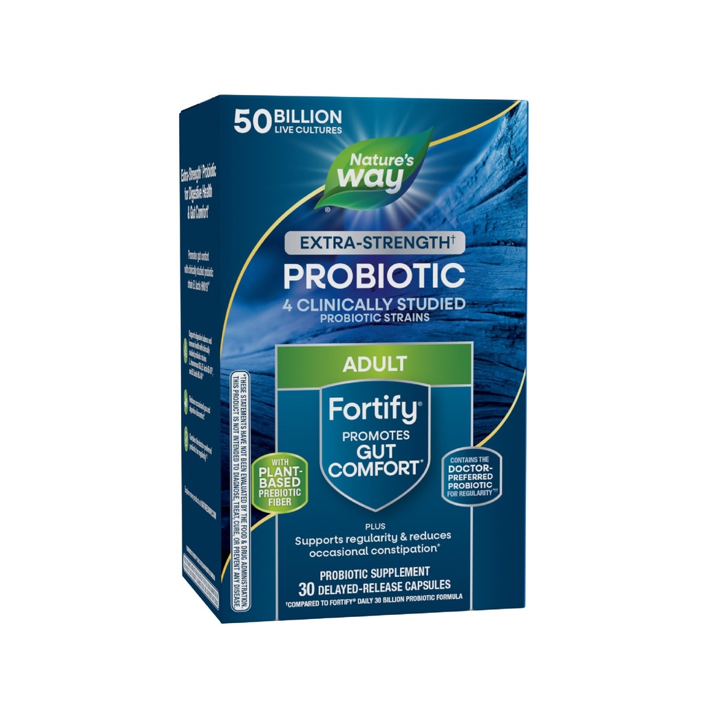 Nature's Way Extra Strength(1) 포르테 프로바이오틱스, 소화 건강, 프리바이오틱스, 50억 라이브 문화, 소화 및 면역 건강 지원*, 30 캡슐
