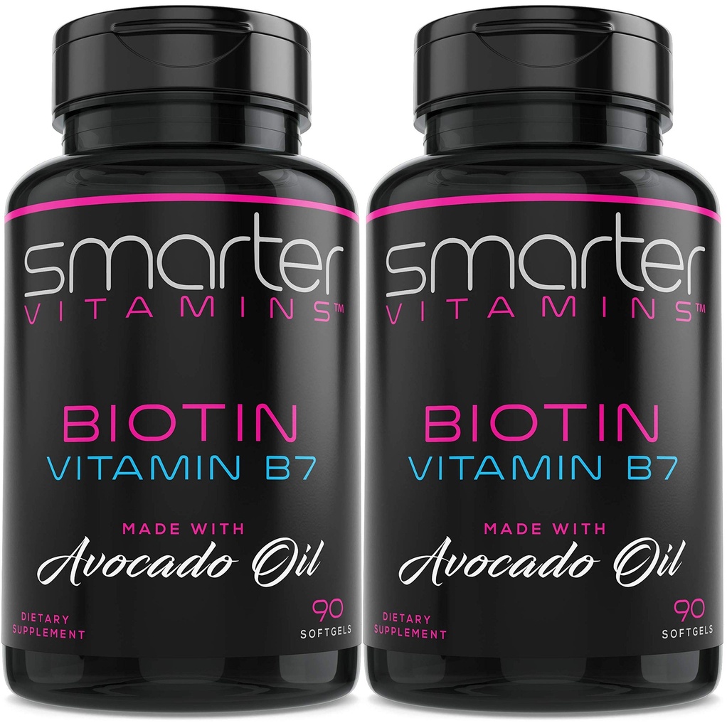 (2 팩) Avocado 기름, 비타민 B7, 비 GMO, 90의 소형 액체 Softgels, 아니 Soy에 있는 더 똑똑한 Biotin 5000mcg