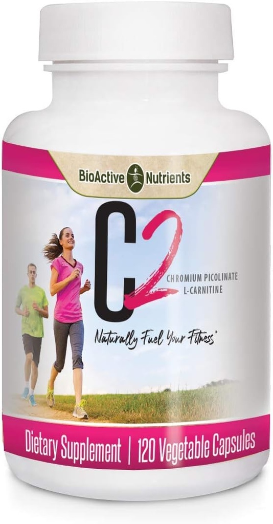 BioActive Nutrients C2-Chromium Picolinate with L-Carnitine to Aid Metabolism of Fat and Carbs - 120 식물성 캡슐 - 보존제 없음