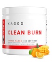 KAGED Clean Burn | Thermogenic 지방 버너 분말 | CaloriBurn GP, L Carnitine, 코코넛 워터 | Boost Metabolism, Energy, Focus | 오렌지 망고