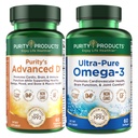 순수성 제품 KIT - Dr. Cannell의 진보된 D + Omega-3 고급 D에서 매우 순수한 물고기 기름은 비타민 D, 비타민 K2, 아연, 마그네슘 구연산염, 붕소 및 타우린으로 포장됩니다