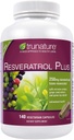 trunature Resveratrol Plus 표준화 된 Trans-Resveratrol 250 밀리그램, 140 채식 캡슐
