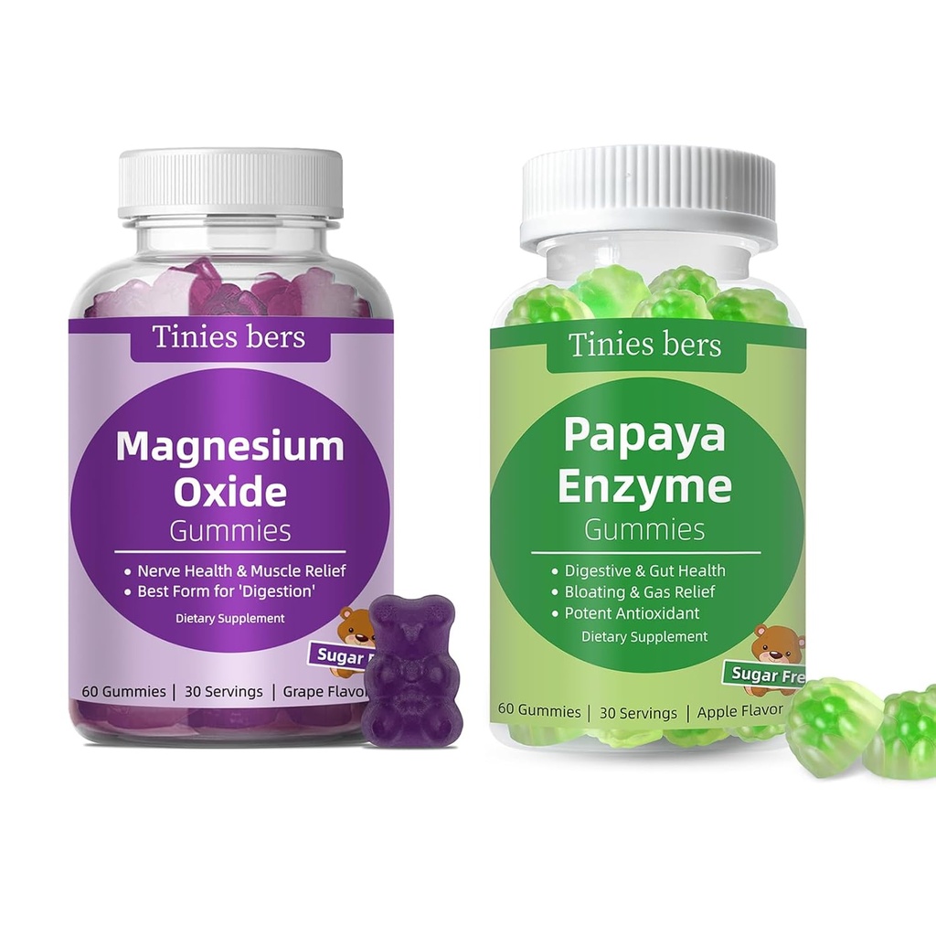 작은 꿀벌 파파야 효소 Gummies와 마그네슘 산화물 Gummies, 성인 & 아이를 위한 소화성 건강, Vegan, 설탕 자유로운, 비 GMO, Pectin