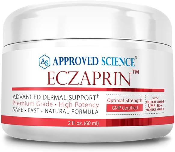 승인 된 과학 Eczaprin Balm - 30 % Manuka Honey (UMF 10 +), 5 % Colloidal Oatmeal - 건조 용 Gentle Formula, Itchy Skin - 모든 피부 유형 - Paraben-Free, Non-GMO, Soy-Free, Wheat-Free - 2 fl. Oz.