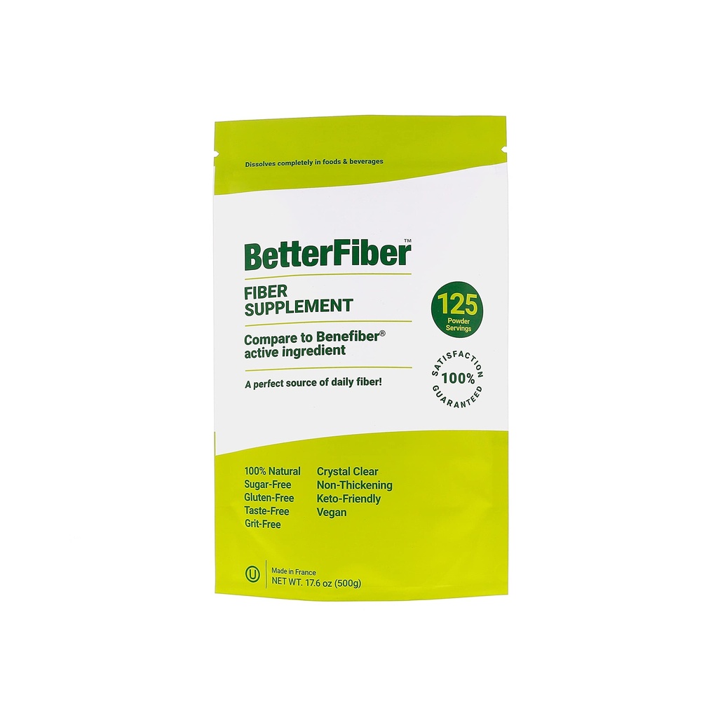 BetterFiber - Prebiotic 섬유 보충 [100% 납 브랜드의 일반적인 동등한]  Non 비 GMO 글루텐 자유로운 Vegan OU Kosher - 17.6oz/500g (125의 서빙)