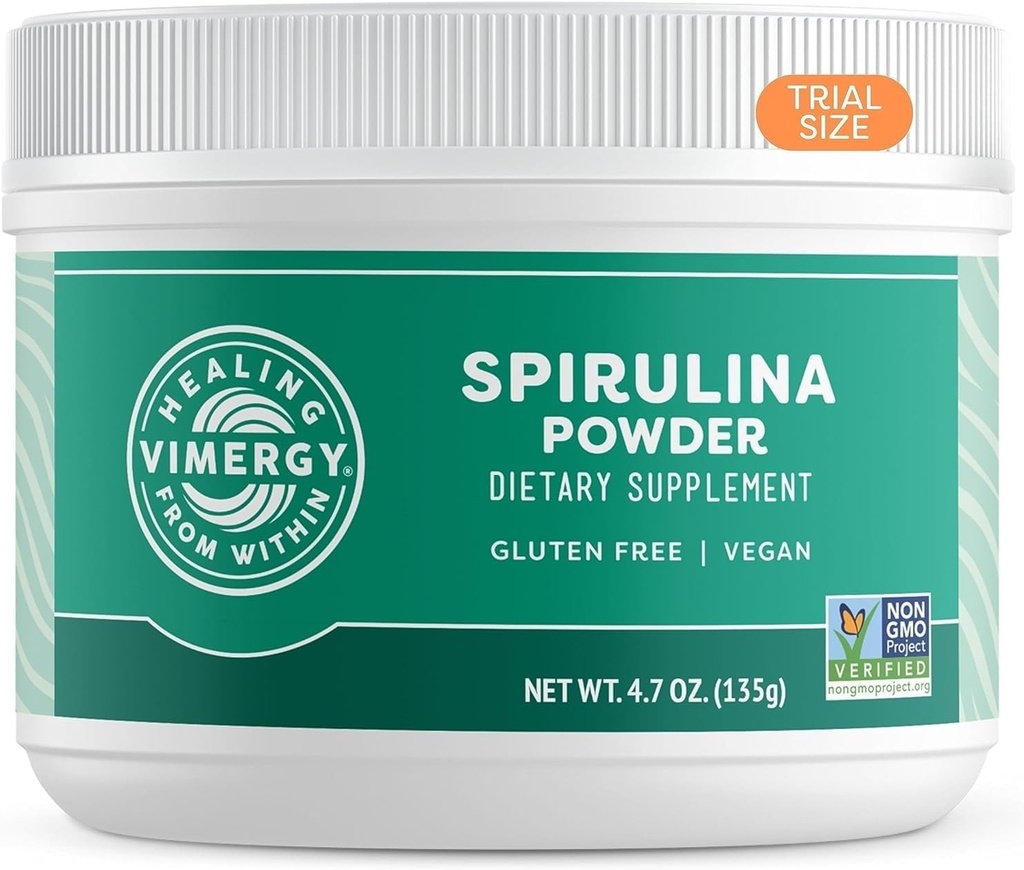 Vimergy Spirulina 파우더 - 농축 된 식물 단백질 지원 면역 건강 및 심장 혈관 기능 - Vegan, Kosher, 글루텐 - 무료 - 125g