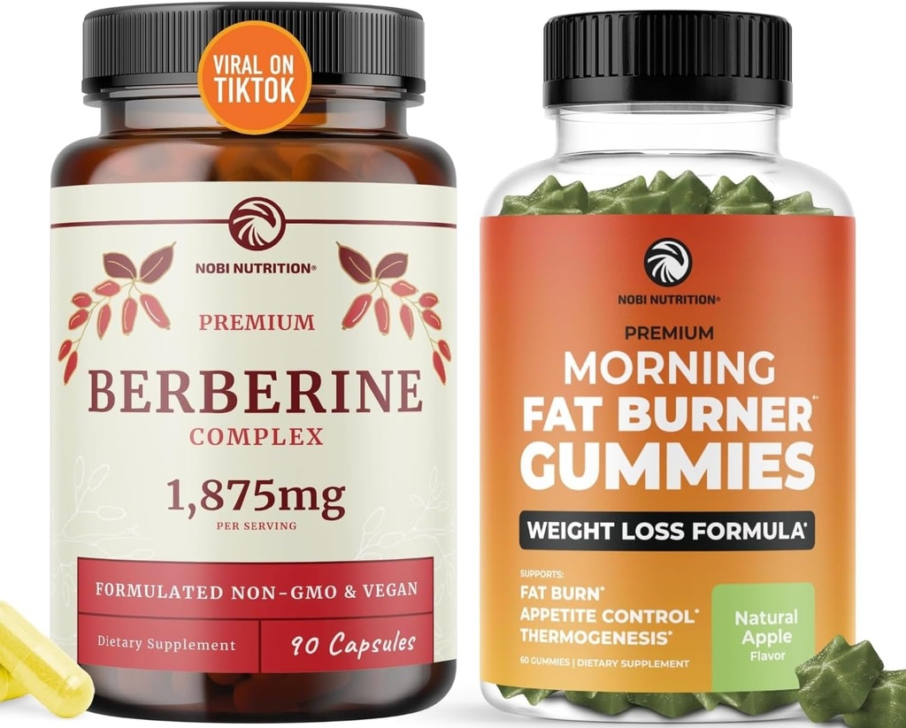 Berberine Complex Supplement and Burn Gummies | 녹차 및 버터 멜론의 전체 체중 감량 지원 | Appetite Suppressant, Belly Fat Reducer 및 Thermogenic Support | 1 개월 공급
