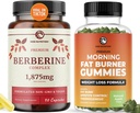 Berberine Complex Supplement and Burn Gummies | 녹차 및 버터 멜론의 전체 체중 감량 지원 | Appetite Suppressant, Belly Fat Reducer 및 Thermogenic Support | 1 개월 공급