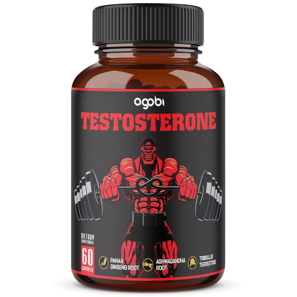남자를 위한 agobi 테스토스테론 보충교재 - 11의 허브 - Ashwagandha, Tribulus, Ginseng & 더 많은 것 - 1 달 동안 60의 캡슐