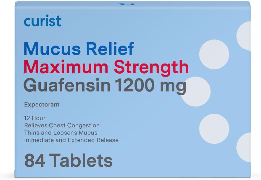 Curist Guaifenesin Mucus Relief 1200 mg 최대 힘 OTC - 84 조사 장시간 방출 정제 - 감소 Mucus 명확한 혼잡 (84 조사 정제 대량 팩)