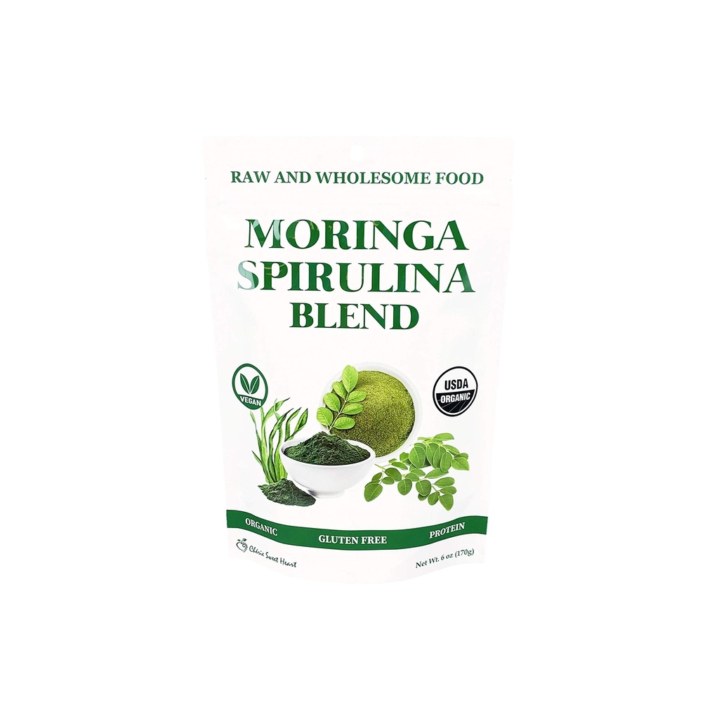Chérie Sweet Heart Organic Moringa & Spirulina Superfood Blend, 6온스 - USDA Organic, Non-GMO, Vegan, Gluten-Free Supergreens Powder for Energy, Detox & Daily Wellness