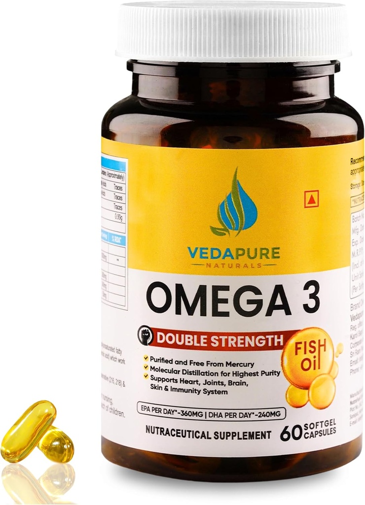 VEDAPURE 오메가 3 어유 캡슐 | 60 대