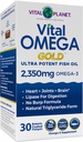 Vital Planet - Vital Omega Ultra Potent Wild Caught Omega 3 Fish Oil Supplement with 2350mg of High Potency Omega 3 Fatty Acid Supplements EPA 및 DHA 지원 뇌 및 심장 건강 30 Softgels