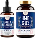 비타민 D3 보충교재와 액체 Melatonin 3mg를 가진 WINDSOR BOTANICALS HMB - 운동과 회복 뭉치