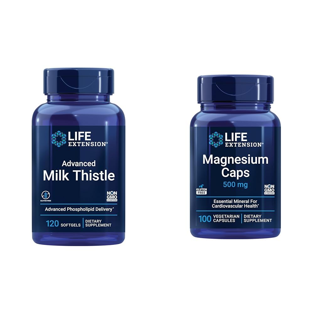 수명 연장 진보된 우유 이틀 120 Softgels 및 마그네슘 500mg는 간 건강, 해독 지원, 심장 건강 및 건강한 뼈를 위해 캡슐을 쌉니다