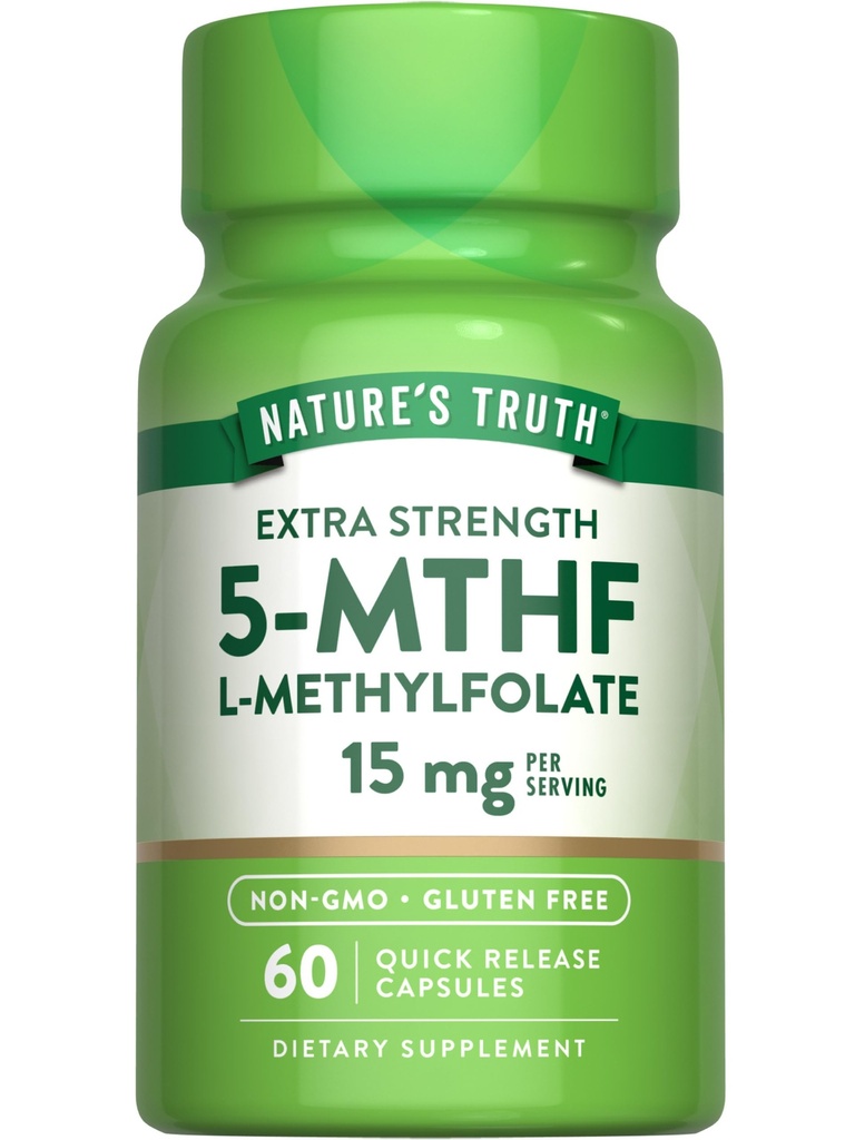 Nature's Truth L Methylfolate 15mg | 60 캡슐 | 비 GMO & 글루텐 프리 보충교재 | 추가 강도