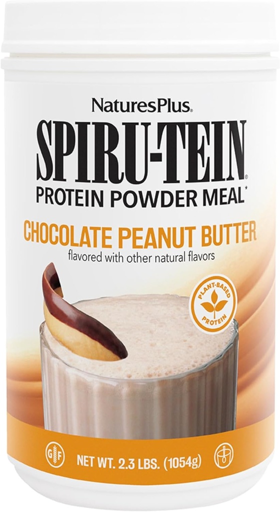 NaturesPlus SPIRU-TEIN, 초콜릿 땅콩 버터 - 2.3 파운드, 2 팩 - 식물 기반 단백질 분말 - 채식주의, 글루텐 무료 - 68 총 서빙