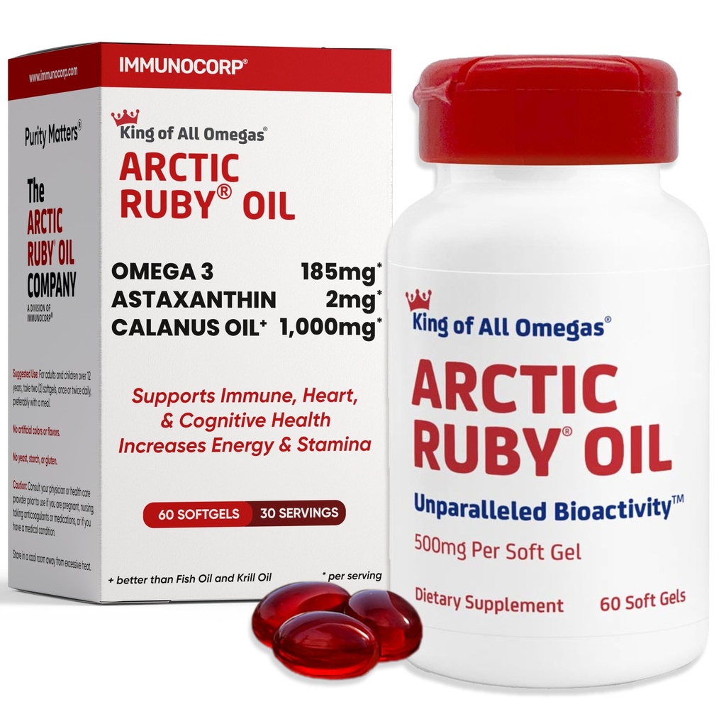Arctic Ruby Oil 1000mg - EPA, DHA 및 Astaxanthin 2mg - Fish & Krill Oil Alternative - 60 Softgels (1 팩)