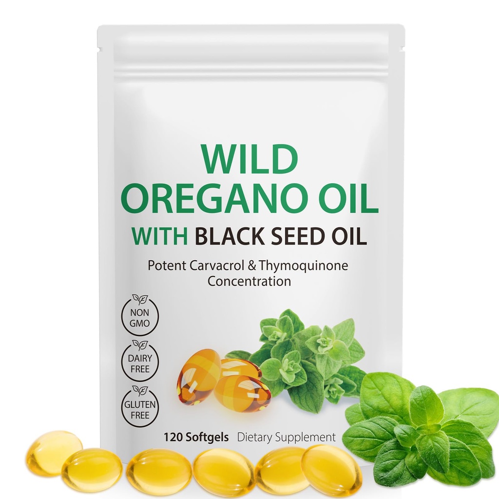 Oregano의 오일 블랙 씨 오일, 6000mg Oregano 오일 캡슐 유기, Oregano 보충 캡슐, 자연 산화 방지제, 비 GMO, 글루텐 무료, 120 Softgels