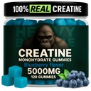 Creatine Monohydrate Gummies for Men & Women 5000mg - 블루 베리, 120 서빙에 대 한 조사 | 낮은 칼로리 수식 | 근육 빌더 및 에너지 부스트 | 사전 운동 보충교재 Chewable Creatine Gummies