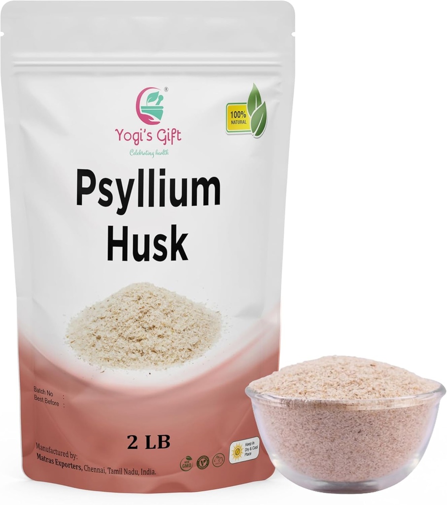 Psyllium Husk 전체 2 lb (32Oz), 스무디에 사용, 요리 및 굽기, Unflavored, Fine Ground, 100% 자연, 비 GMO, Yogi의 선물®